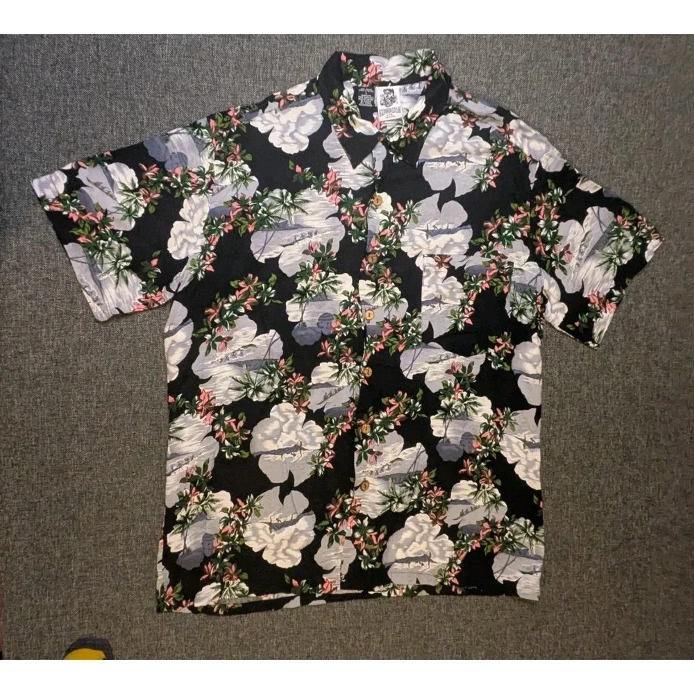 Vintage Kennington LTD Collared Hawaiian Shirt Wooden Buttons Mens Large Tee